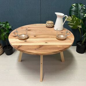 【送料無料】 ローテーブル 丸形 60cm スギ 木組固定脚
