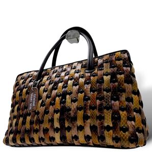 【美品】GENUINE SNAKE SKIN トートバッグ パイソン 0795