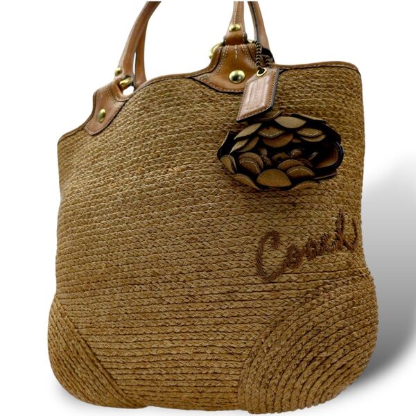 COACH トートバッグ かごバッグ 肩がけ コーチ ハンド レザー 0855