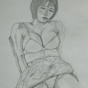 鉛筆画 美人画 人物画 デッサン 真作