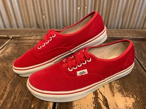 I477 美品 スニーカー VANS AUTHENTIC バンズ オーセンティック ローカット レッド コーデュロイ 定番 人気 (6)/ 26.0cm