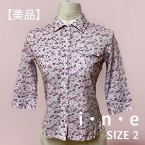 i・n・e レディース 7分袖シャツ 花柄 サイズ2