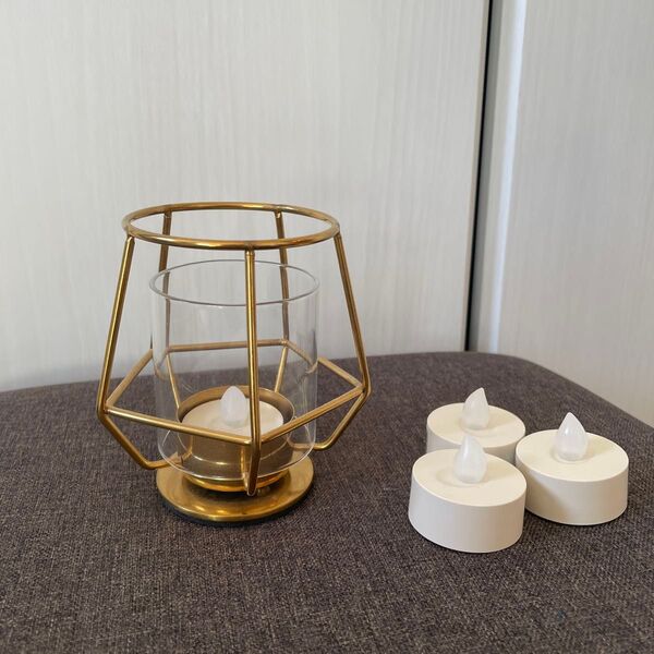 【美品】IKEA キャンドルホルダー LEDライト4個セット 電池付き アンティーク レトロ マリンランプ