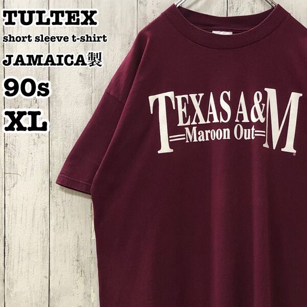 90s タルテックス ジャマイカ製 US アメリカ古着 テキサスA&M大学 両面プリント 半袖Tシャツ XL