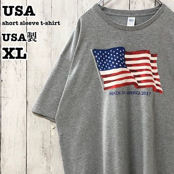 USA製 アメリカ古着 星条旗 国旗 プリント 半袖Tシャツ XL
