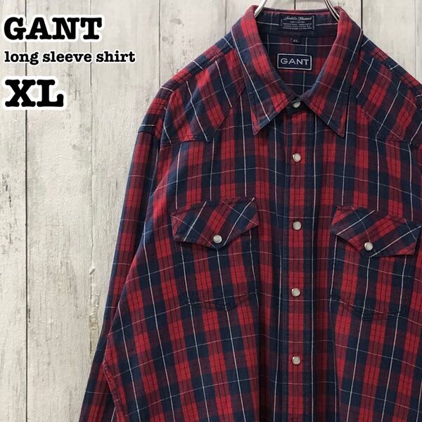 GANT US アメリカ古着 チェック 長袖 ウエスタンシャツ XL