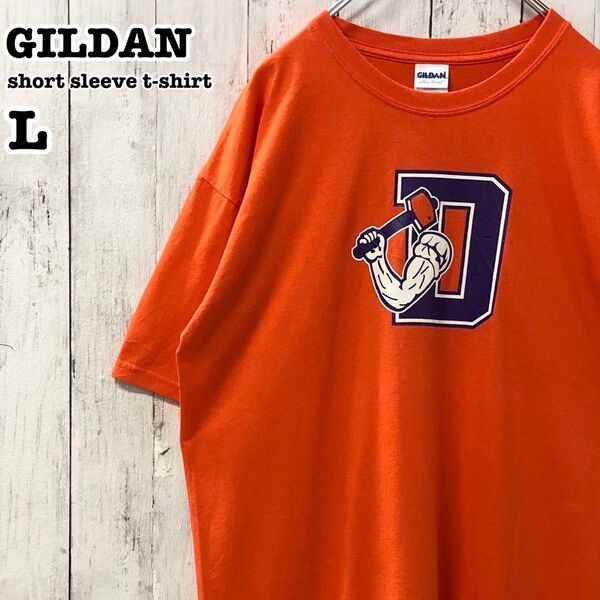 ギルダン US アメリカ古着 カレッジ チームロゴ プリント 半袖Tシャツ L