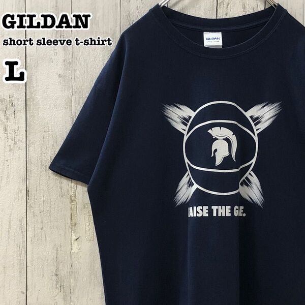 ギルダン US アメリカ古着 スパルタンズ 両面プリント 半袖Tシャツ L