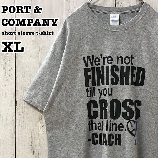 PORT&COMPANY US アメリカ古着 英字 メッセージ系 プリント 半袖Tシャツ XL