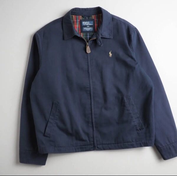 ラルフローレン Ralph Lauren ブルゾン スイングトップ ネイビー 裏地チェック メンズ 美品