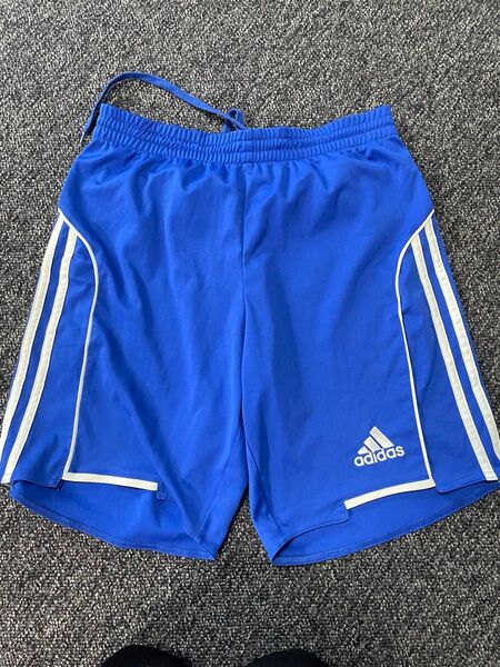 adidasアディダスハーフパンツS(サッカー)青xサイドライン