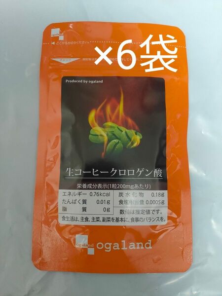 生コーヒークロロゲン酸 6袋 約6ヶ月分 オーガランド サプリメント 燃焼系 ダイエット