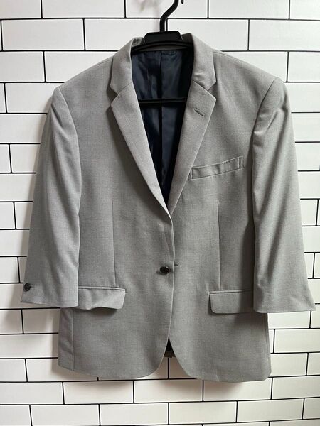 nano universe ナノユニバース ジャケット テーラード ブラック グレー 七分丈 裏地 ショート丈