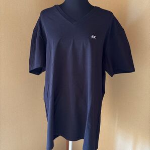 Armani Exchange Tシャツ ブラック シンプル Vネック XXLサイズ ロゴ 刺繍 半袖 Tシャツ Vネック