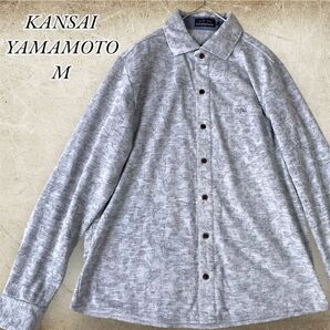 美品 KANSAI YAMAMOTO 総柄 ペイズリー柄 長袖 シャツ M ポロシャツ メンズ 個性的 サブカル 山本寛斎