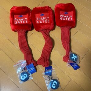 ドライバー用ヘッドカバー ゴルフヘッドカバー ヘッドカバー パーリーゲイツ 赤 3個セット