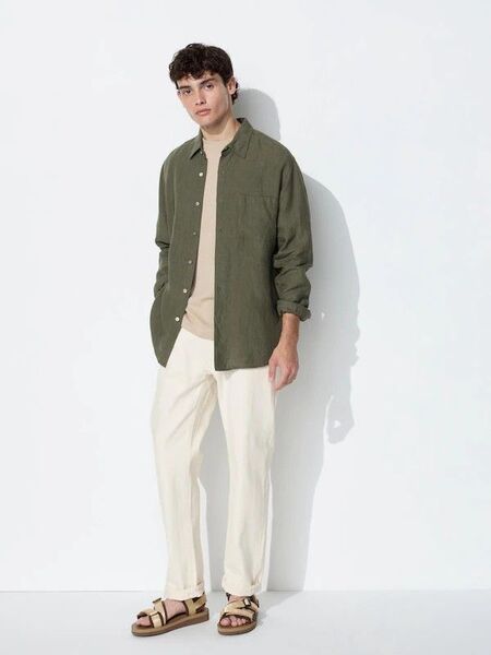 新品 UNIQLO セルビッジレギュラーフィットジーンズ オフホワイト 36 ストレートパンツ ホワイトデニム デニムパンツ