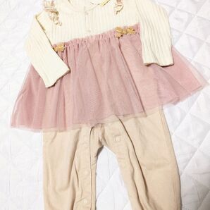 Kid's Zoo ベビー服 ロンパース型チュールスカート付きトップス 未使用 ピンク レース フリル ロンパース カバーオール