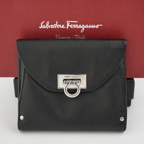【極美品】Ferragamo フラップ スナップ ガンチーニ クロージャー 小銭入れ 札入れ 二つ折り