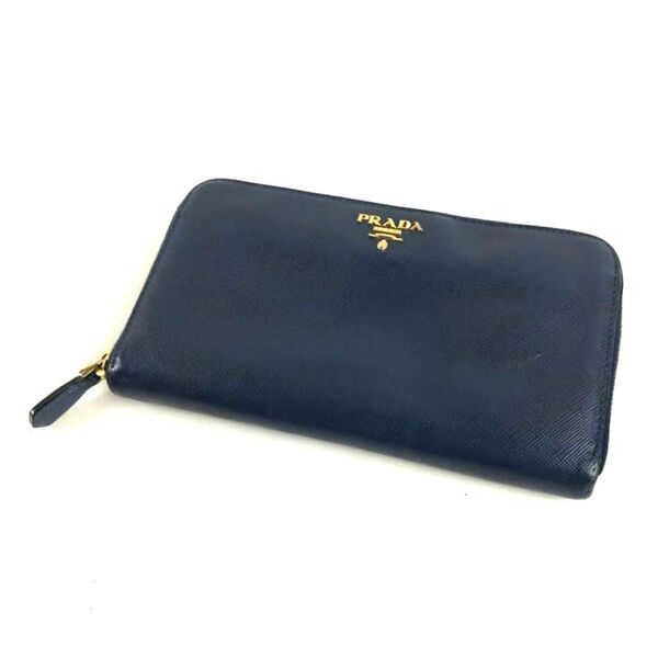 PRADA プラダ ラウンドファスナー 長財布 ブルー レディース ブランド