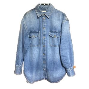 【美品】crie conforto ボーイフレンドデニムシャツ ブルー