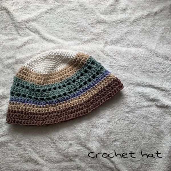 クラッシャーハット バケットハット ハンドメイド クロシェハット ビーニー
