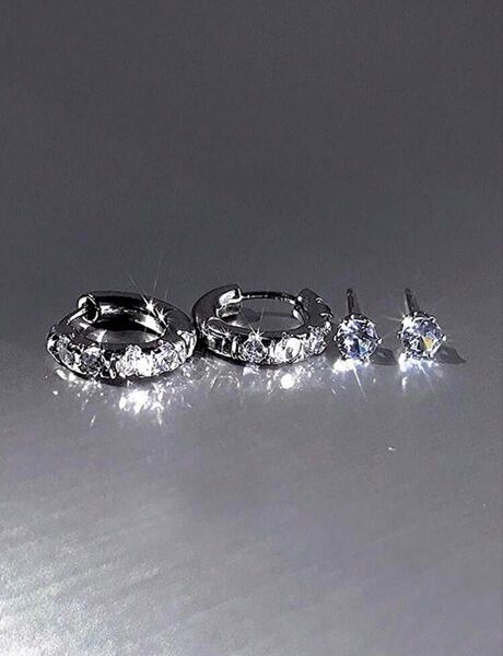 2つセットセール!ピアス メンズ フープピアス シルバー 925 レディース 金属アレルギー サージカルステンレス ジルコニア