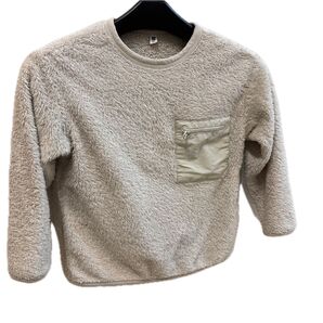 【古着】UNIQLO キッズ フリース トレーナー 120cm アイボリー プルオーバー ベージュ UNIQLO もこもこ