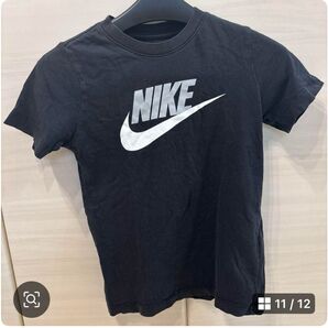 NIKE Tシャツ 黒 NIKE The Nike Tee ブラック Tシャツ キッズS 140cm 使用感、タグ記名有