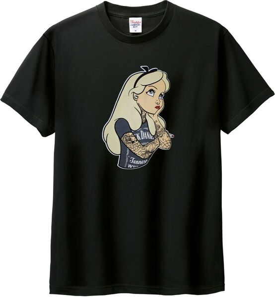 タトゥーアリス Tシャツ ブラック M-XL 綿100% 5.6オンス パロディ ネタ 不思議