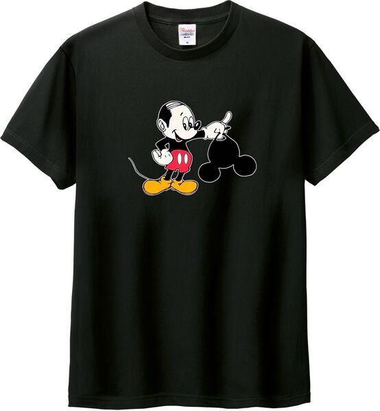 バーコードミッキー Tシャツ ブラック M-XL 5.6オンス おもしろ パロディ ネタ カツラ