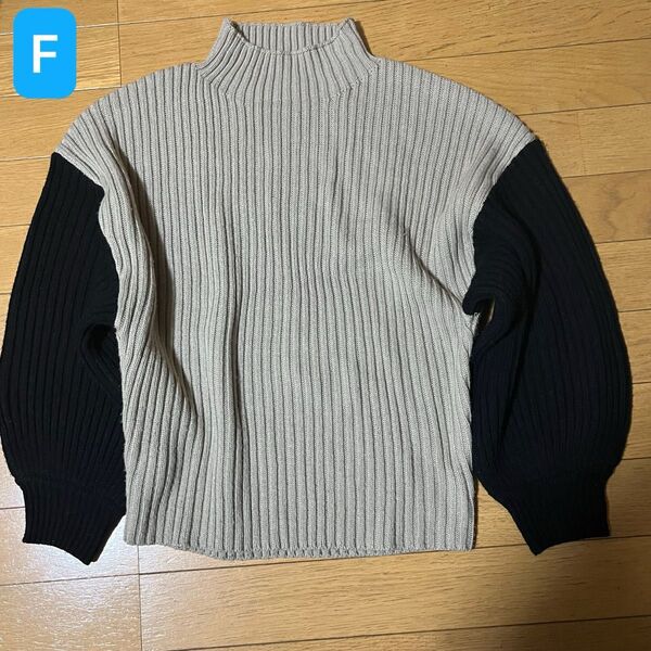 Fサイズ 長袖 ニット セーター ベージュ 黒