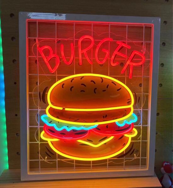 オリジナル ハンバーガー ネオン 看板 LEDアートライト 店舗装飾 ネオン管 アメリカン雑貨 オーダーメイド
