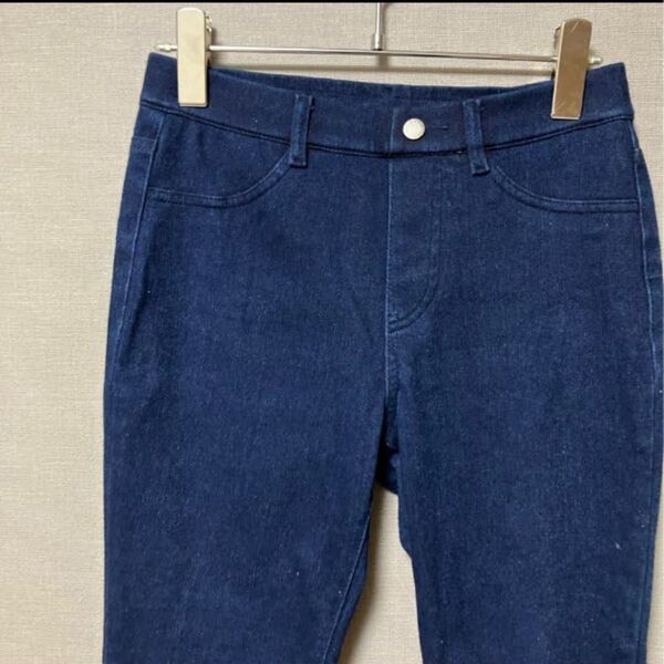 【裾上げ有】ユニクロ デニム風ストレッチレギンス(M)インディゴ ラクチン