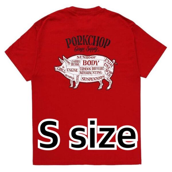 ポークチョップ PORKCHOP Tシャツ レッド Sサイズ