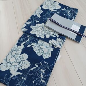 新品 呉服屋 吸水速乾!粋モダン!大人上品な芍薬 夏着物 浴衣3点セット