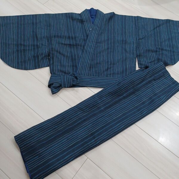新品☆日本製!粋モダン 縞柄 スレンダー二部式着物