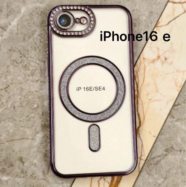 iPhone16eケース キラキラ クリアケース MagSafe マグセーフ ラインストーン グリッター