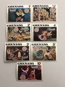  foreign stamp g Rena da1980 year Disney Snow White small person stamp 7 pieces set [ unused ]