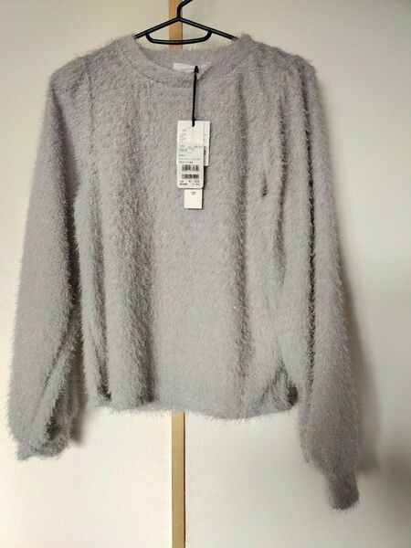 新品 未使用Mサイズレディース ラメ入り 長袖カットソー グレー トップス 定価1650円 ラメシャギー長袖カットソー