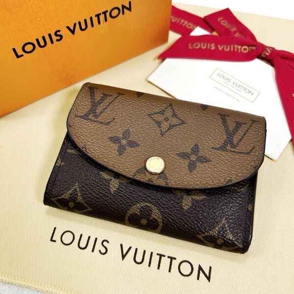 美品 ルイヴィトン モノグラム リバース ポルトモネロザリ 折り財布 LOUIS VUITTON