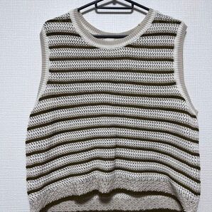 ベスト ニット ボーダー ニットベスト トップス XL