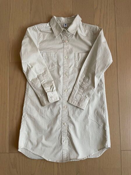 ユニクロ シャツワンピース ベージュ 120cm