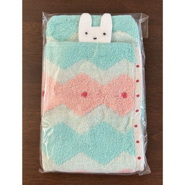 ハンドタオル またのあつこ うさぎ ピンク×ミントグリーン 未使用
