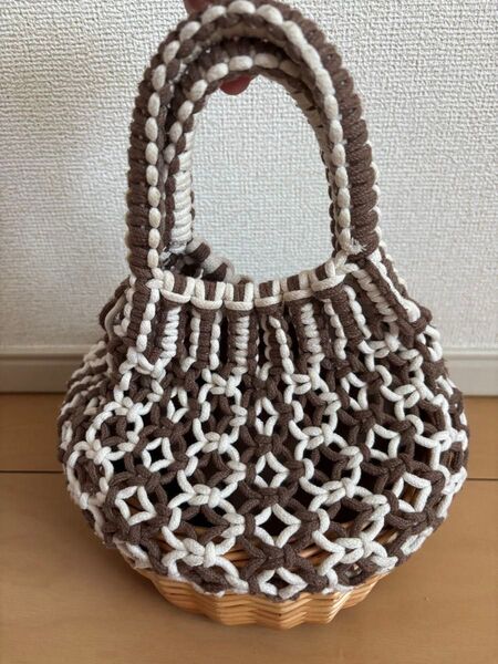 麻ひもバッグ かごバッグ ブラウン ホワイト