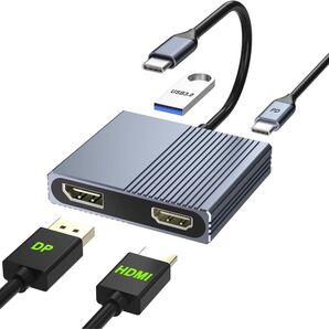 Type-C HDMI DisplayPort 変換アダプター 4-IN-1 USB3.0 PD充電マルチディスプレイアダプター
