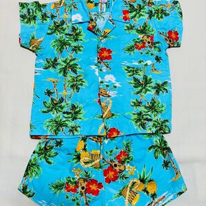 キッズ アロハシャツ セットアップ 1〜2才 80〜90cm 沖縄 南国スタイル 綿100%
