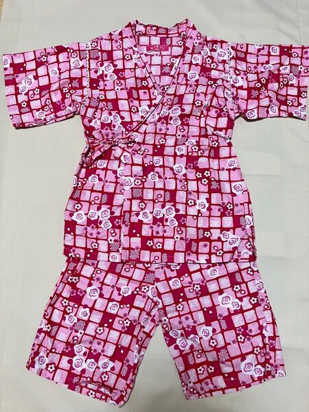 甚平 130cm ピンク系 花柄 キッズ 子供服 夏服 お祭り 夏祭り 花火大会