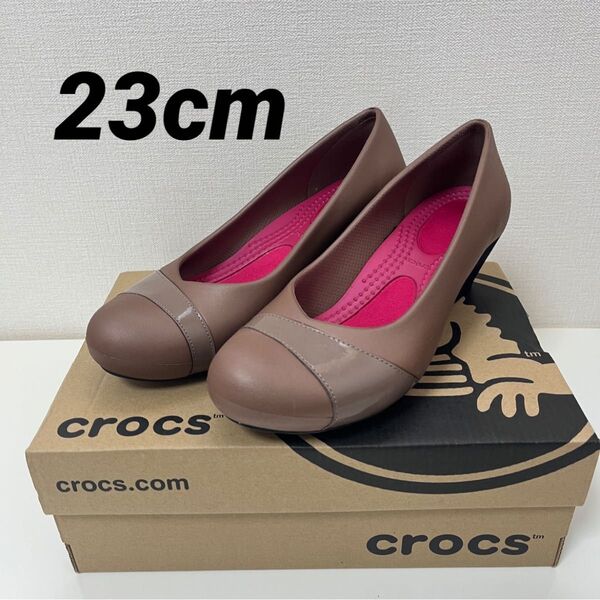 【極美品】 crocs ヒール パンプス クロックス ジアンナ W6 ブロンズ