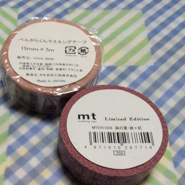マスキングテープ マステ カモ井 べんがらくんマスキングテープ 麻の葉